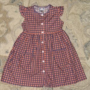 2T Girls Dress with Orange and Purple Checkered Design